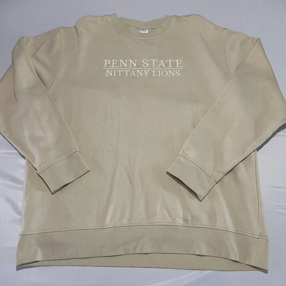 Hanes Penn State Nittany Lions Embroidered Crewneck Sweatshirt Men's XL Tan